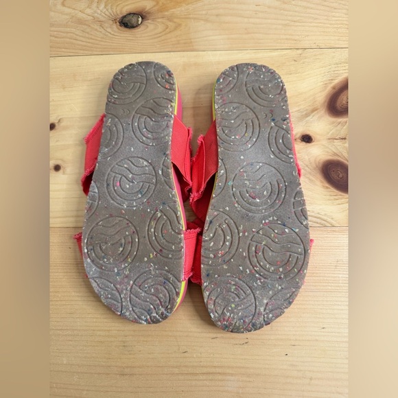 New Vionic Summer Beach Boardwalk Panama Canvas Slide Sandals In Poppy Size 7 - Picture 9 of 10